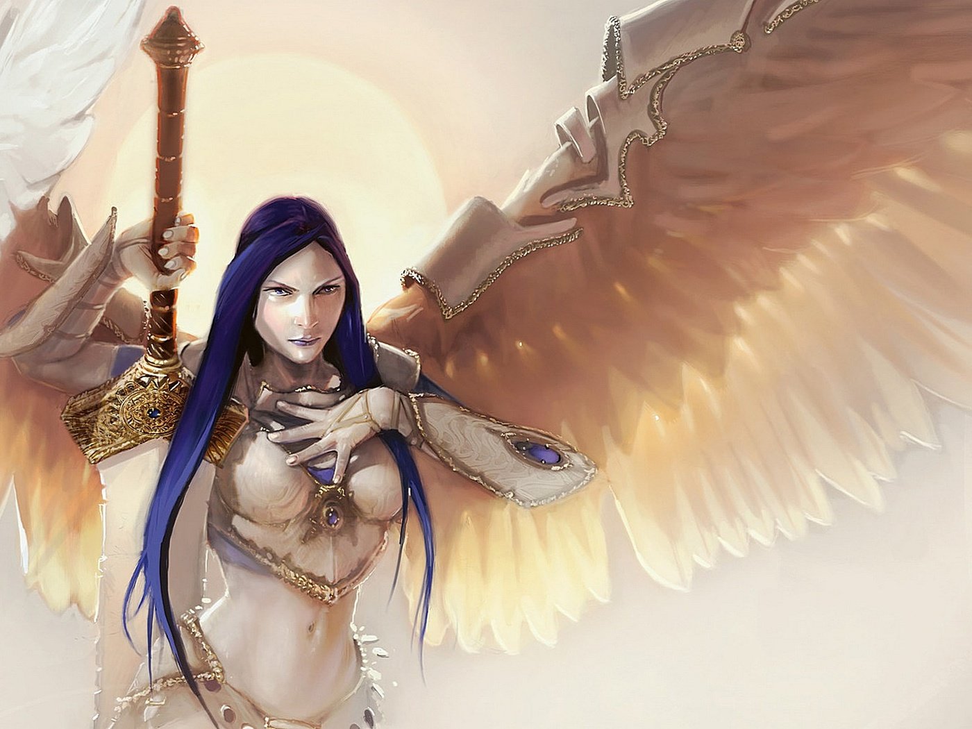 Обои девушка, меч, крылья, girl, sword, wings разрешение 1920x1200 Загрузить