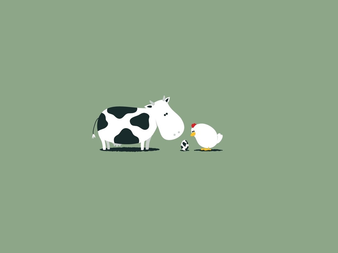 Обои минимализм, корова, яйцо, курица, minimalism, cow, egg, chicken разрешение 1920x1080 Загрузить