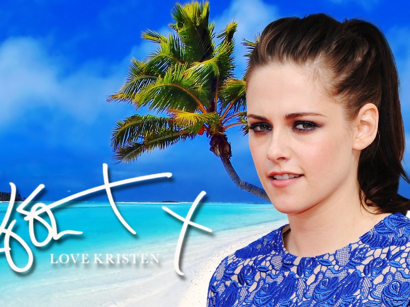 Обои пляж, пальмы, кристен стюарт, белый песок, beach, palm trees, kristen stewart, white sand разрешение 1920x1200 Загрузить