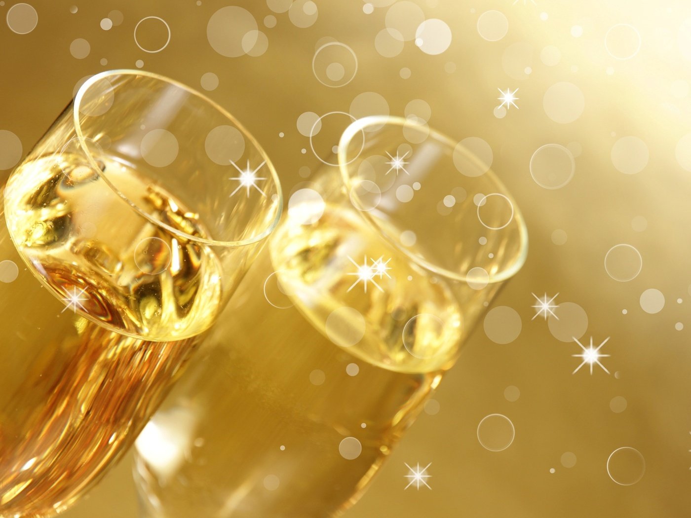 Обои бокалы, шампанское, фужеры, золотистый фон, glasses, champagne, golden background разрешение 1920x1200 Загрузить