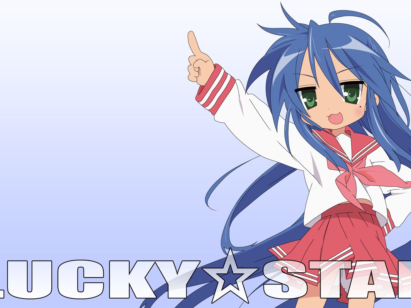 Обои зеленые глаза, lucky star, голубые волосы, izumi konata, seifuku, green eyes, blue hair разрешение 1920x1200 Загрузить