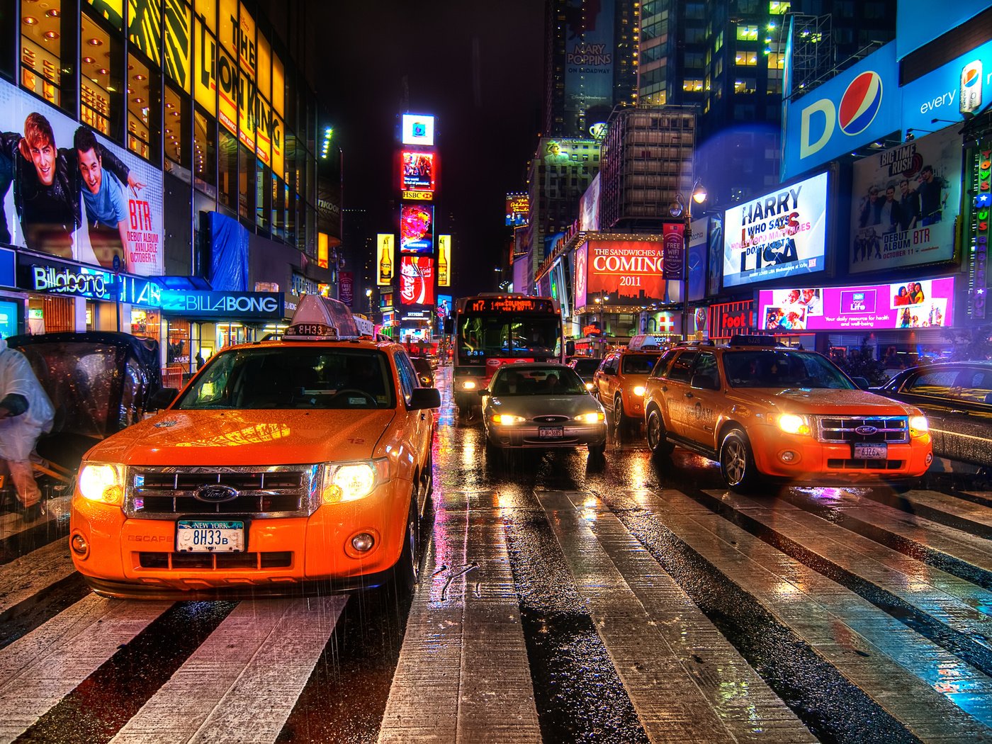 Обои ночь, улица, нью-йорк, такси, night, street, new york, taxi разрешение 2560x1600 Загрузить