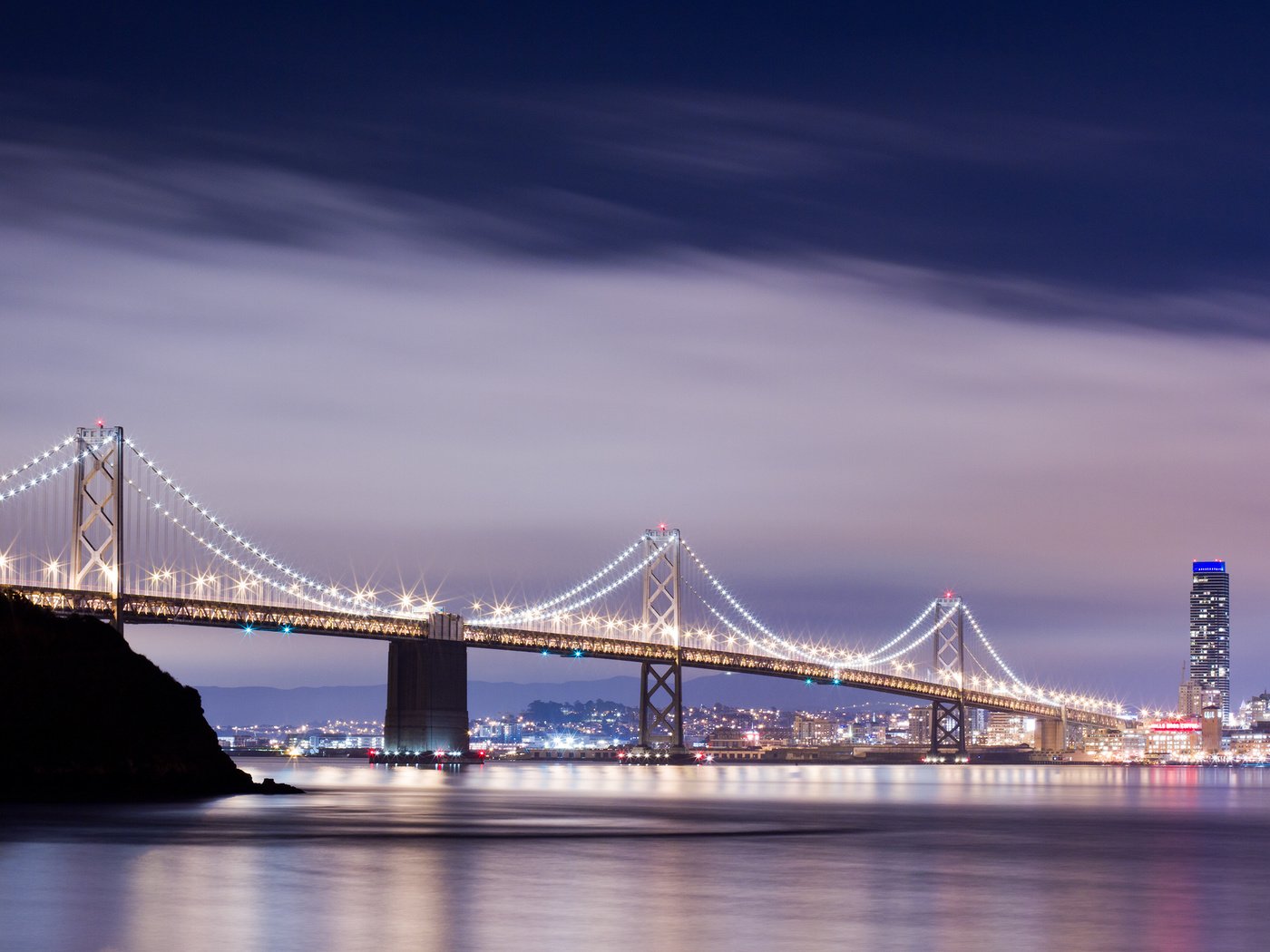 Обои ночь, мост, сан-франциско, калифорния, night, bridge, san francisco, ca разрешение 2560x1600 Загрузить