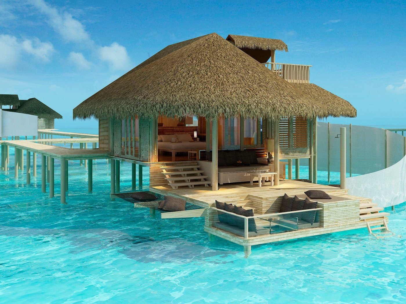 Обои бунгало, тропики, мальдивы, bungalow, tropics, the maldives разрешение 2048x1447 Загрузить