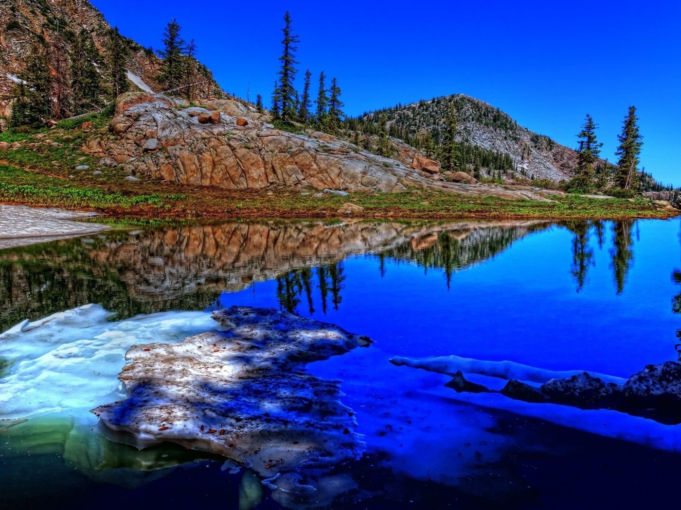 Обои небо, озеро, горы, отражение, голубое, the sky, lake, mountains, reflection, blue разрешение 2560x1600 Загрузить