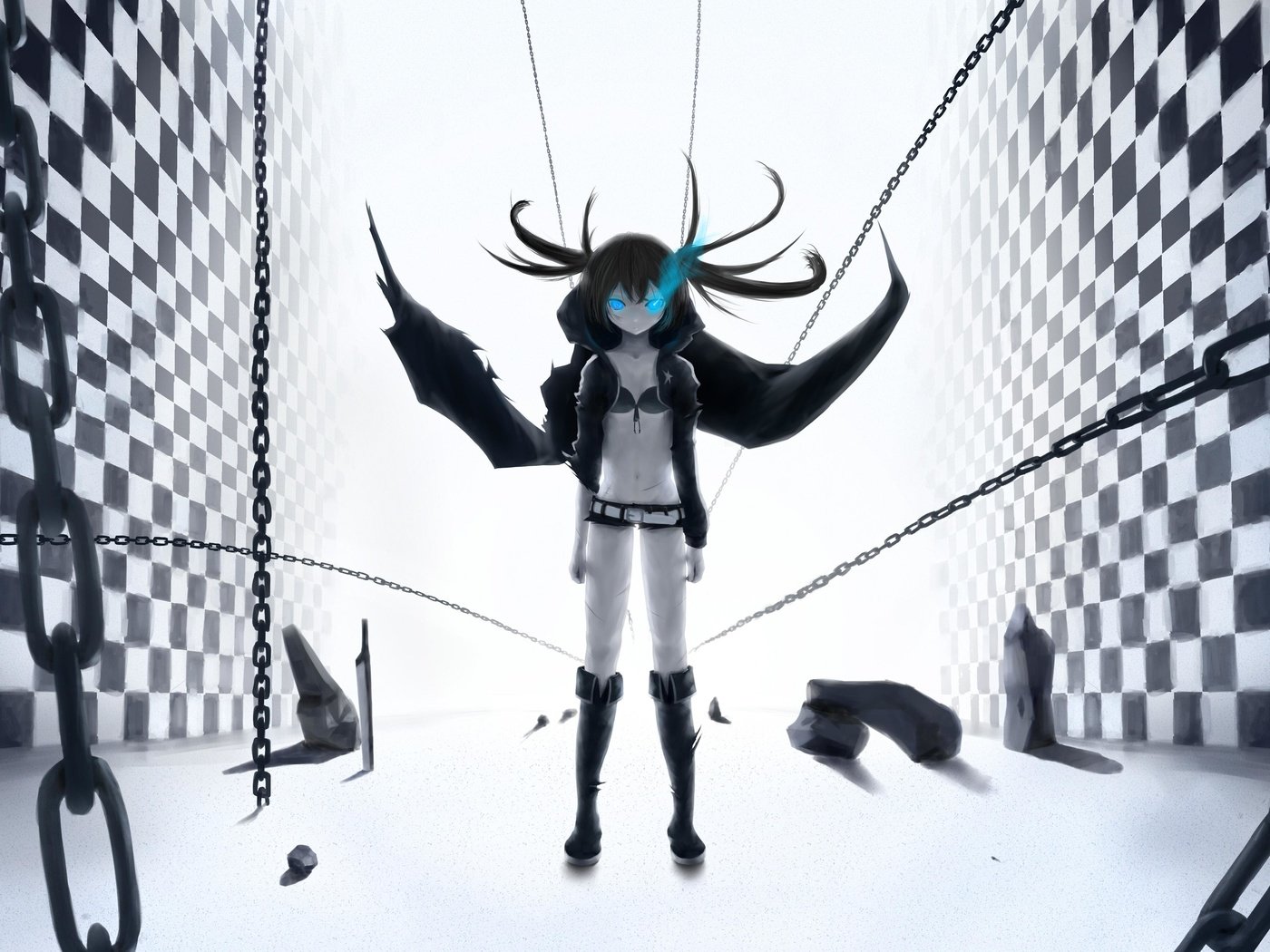 Обои black rock shooter, strelok s chernoj разрешение 4800x2700 Загрузить