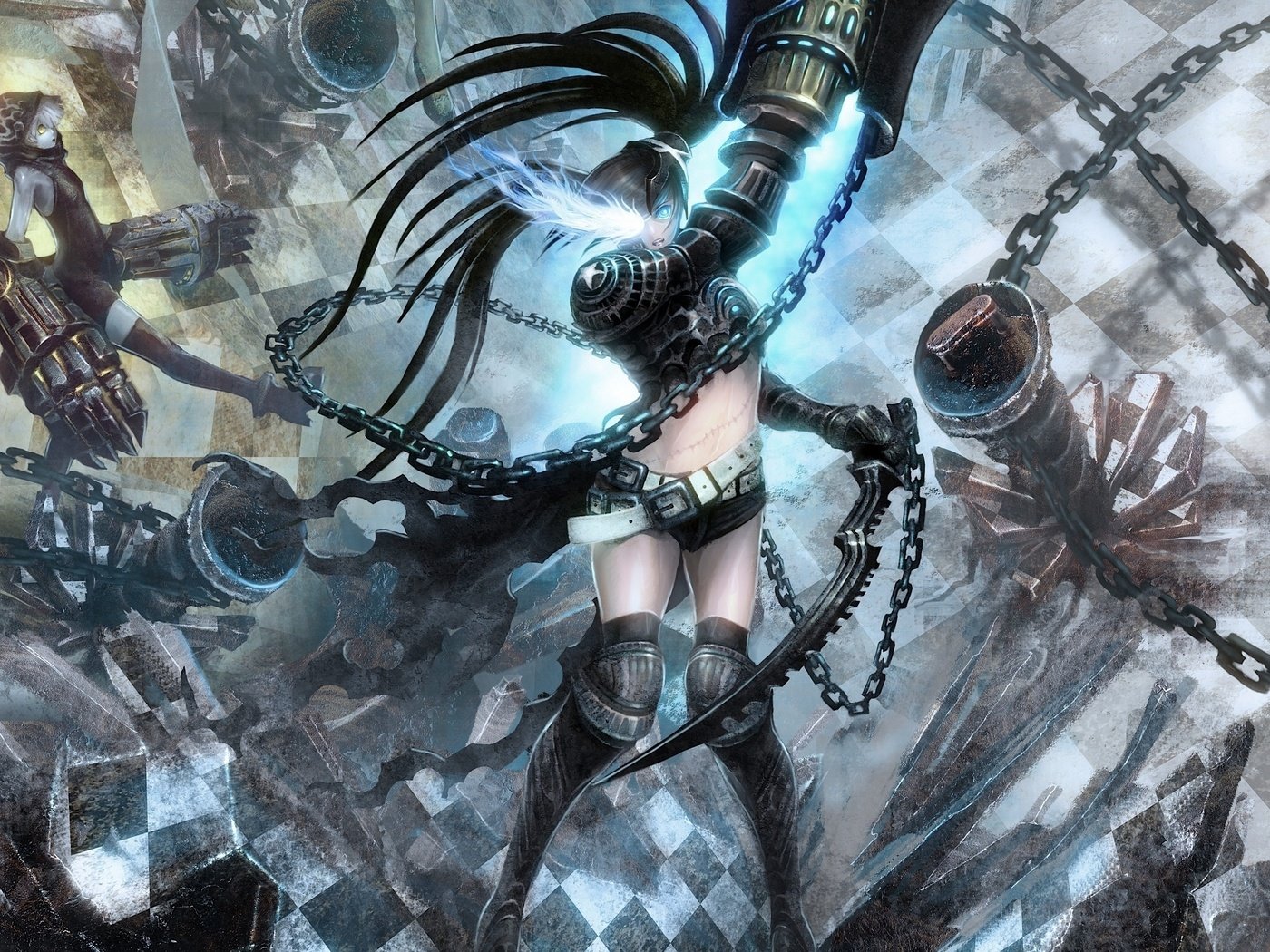 Обои девушка, black rock shooter, oruzhie, magiya, cepi, girl разрешение 2420x1654 Загрузить