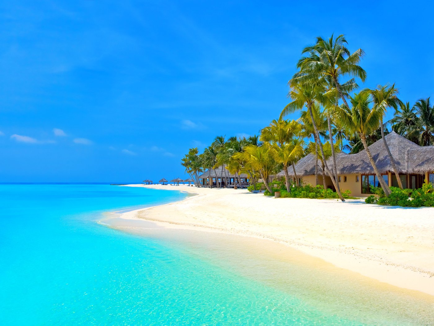 Обои пляж, бунгало, тропики, мальдивы, beach, bungalow, tropics, the maldives разрешение 2593x1930 Загрузить