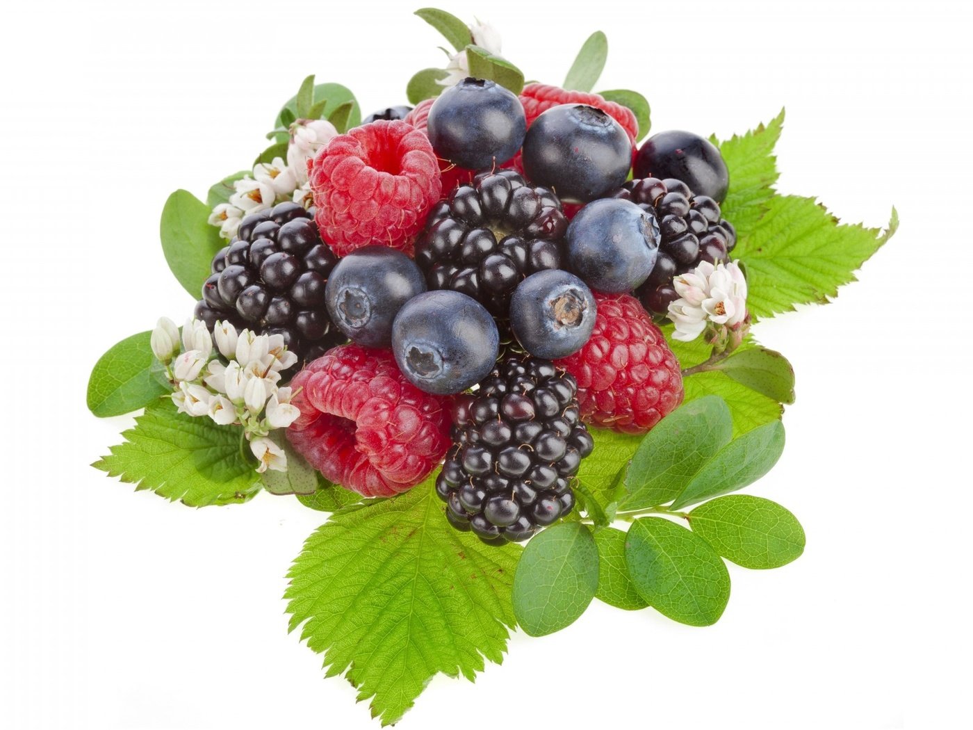 Обои листья, малина, ягоды, черника, ежевика, leaves, raspberry, berries, blueberries, blackberry разрешение 1920x1200 Загрузить