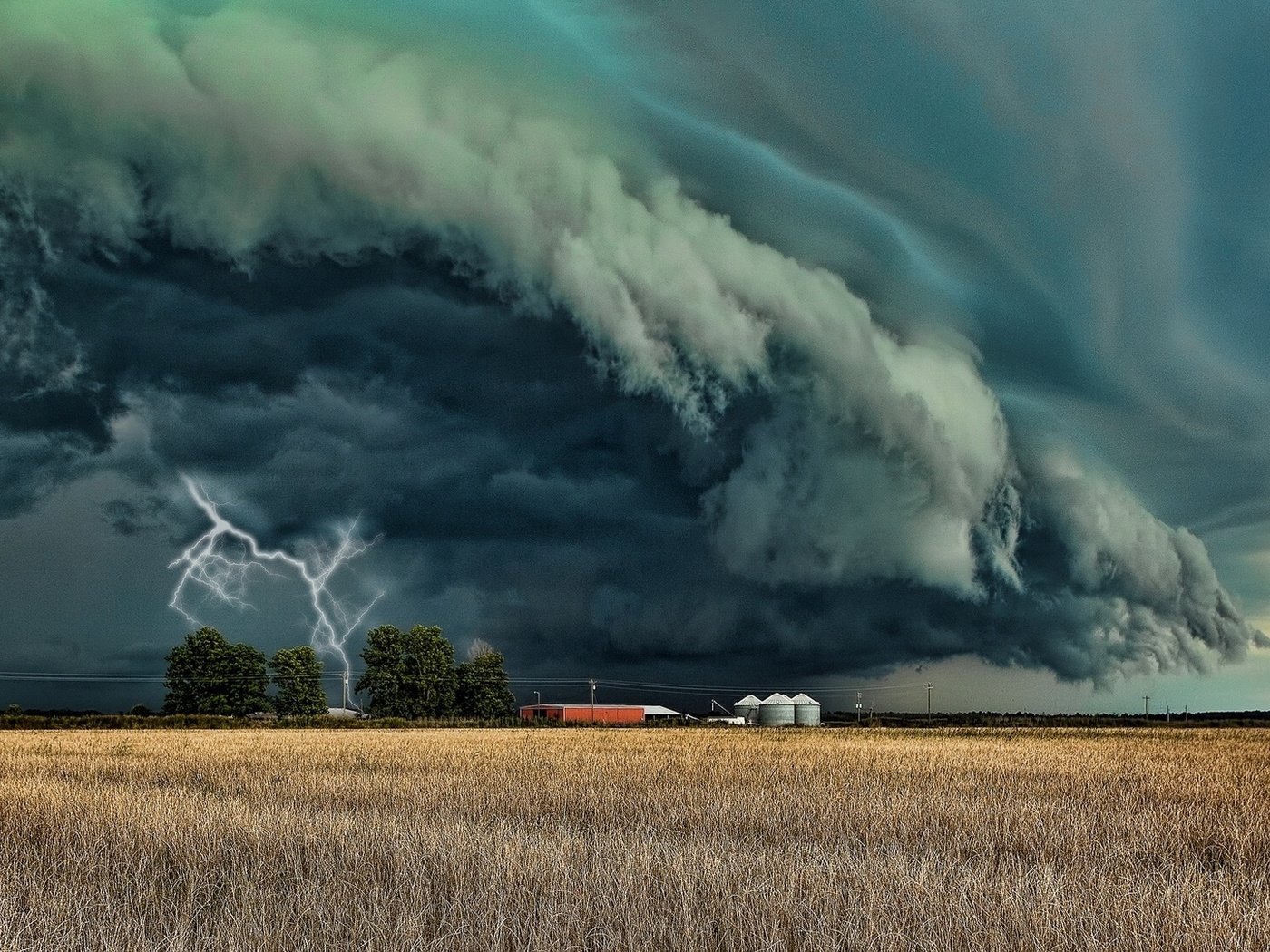 Обои буря, пейзаж, молния, поле, стихия, storm, landscape, lightning, field, element разрешение 1920x1080 Загрузить