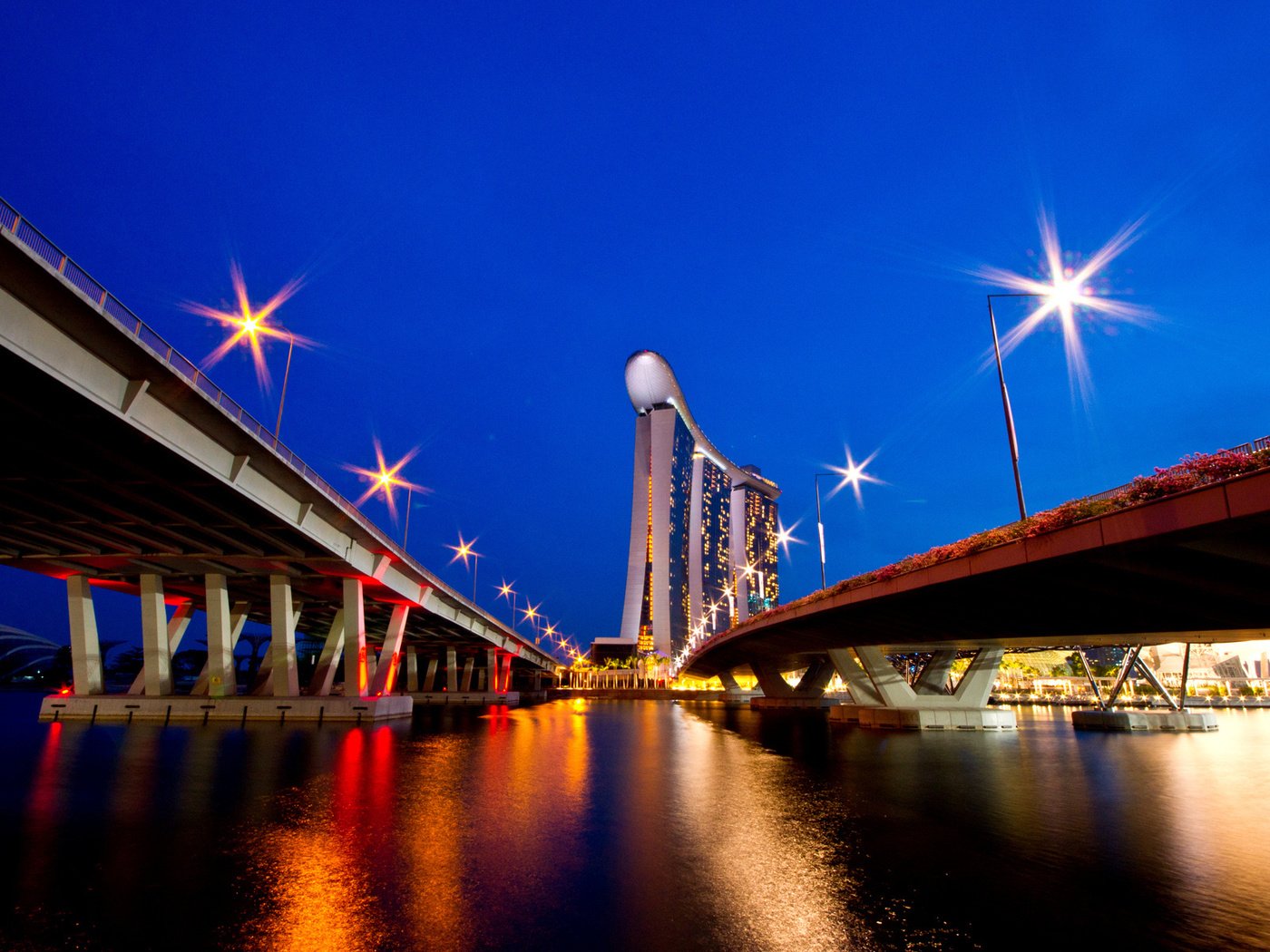 Обои огни, вечер, мост, город, снгапур, lights, the evening, bridge, the city, singapur разрешение 1920x1200 Загрузить