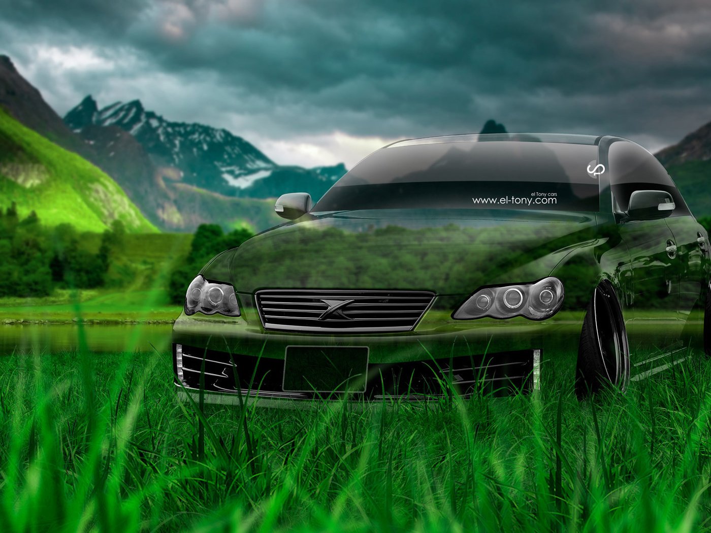 Обои трава, фотошоп, кристал, тюнинг, на природе, тойота, el tony cars, jdm, mark x, грин, green, grass, photoshop, crystal, tuning, nature, toyota разрешение 1920x1080 Загрузить