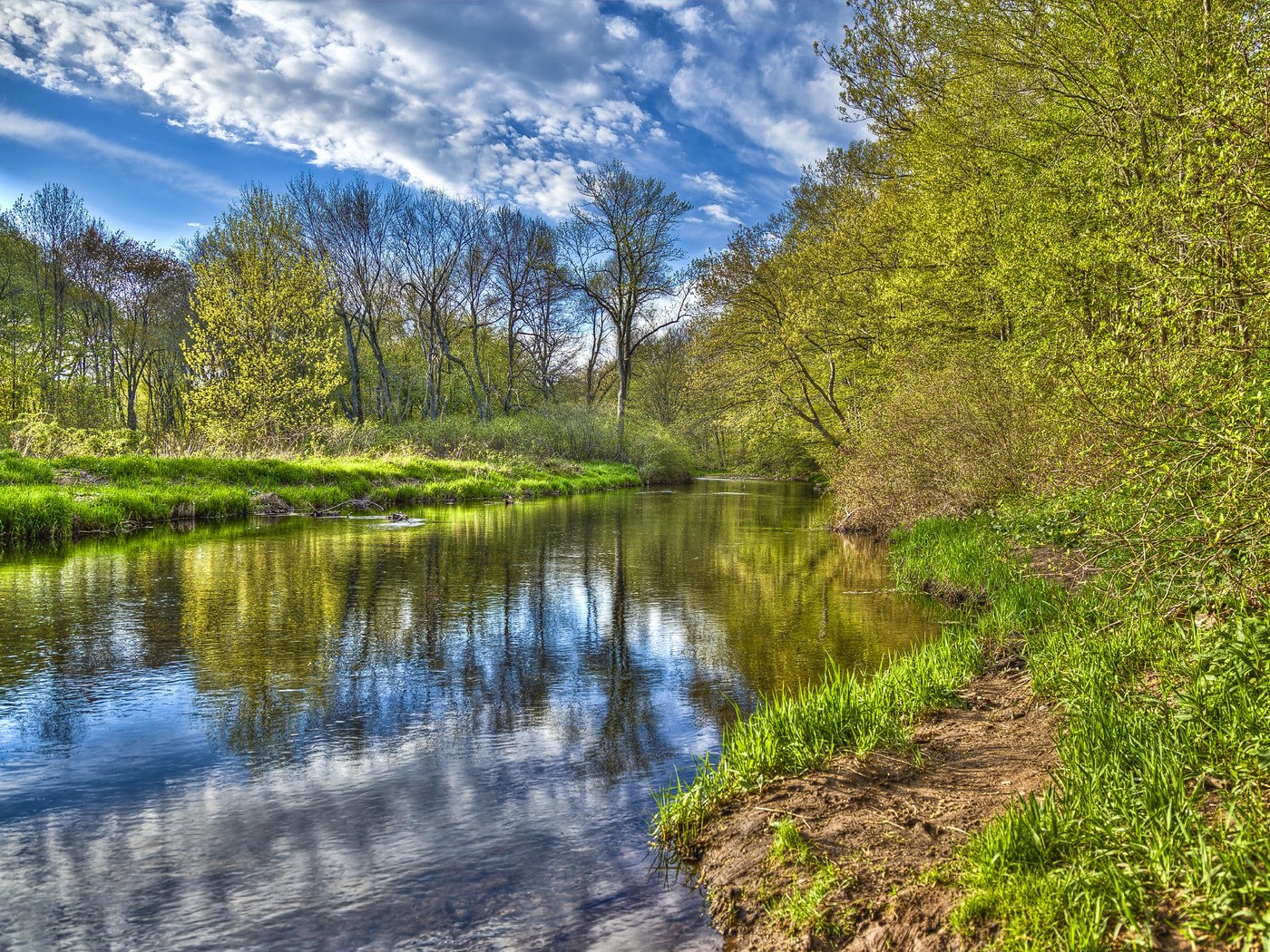 Обои небо, облака, река, лес, the sky, clouds, river, forest разрешение 2560x1600 Загрузить