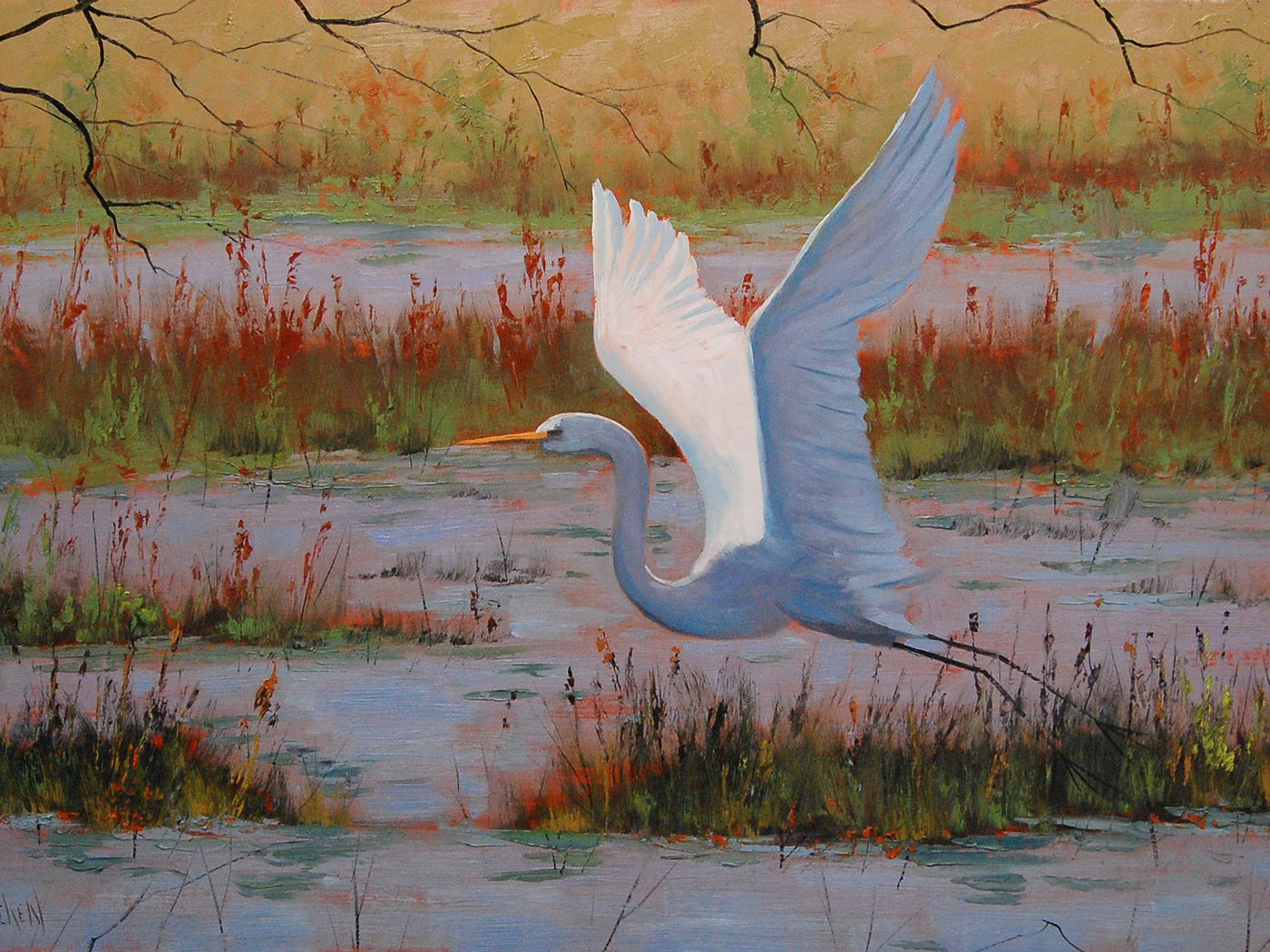 Обои арт, полет, птица, живопись, цапля, art, flight, bird, painting, heron разрешение 2799x1848 Загрузить