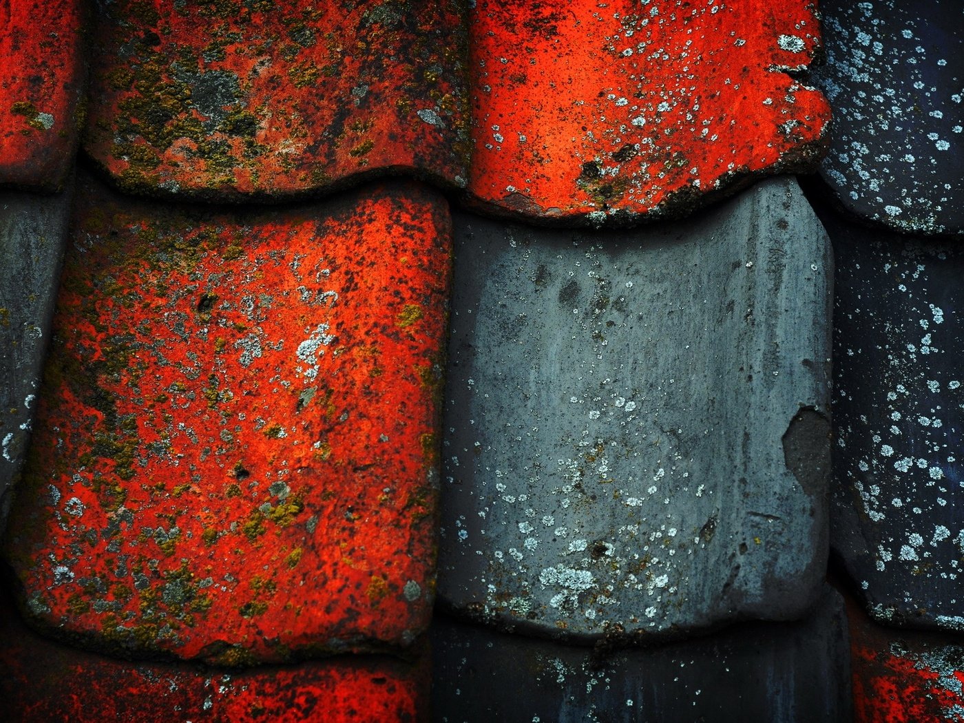 Обои цвет, черный, красный, краска, крыша, старая, черепица, color, black, red, paint, roof, old, tile разрешение 1920x1200 Загрузить