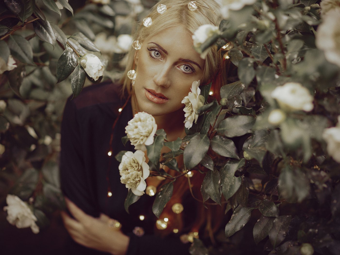 Обои глаза, цветы, девушка, фон, лето, волосы, лицо, eyes, flowers, girl, background, summer, hair, face разрешение 2048x1365 Загрузить