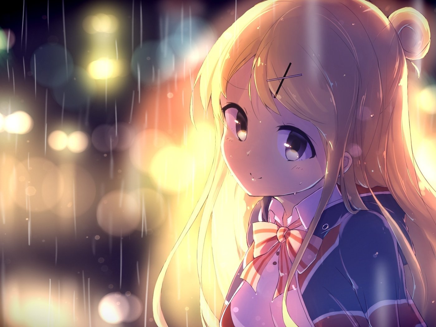 Обои арт, девушка, улыбка, аниме, дождь, nitro, mugityaoisii, kiniro mosaic, kujou karen, art, girl, smile, anime, rain разрешение 2200x1198 Загрузить