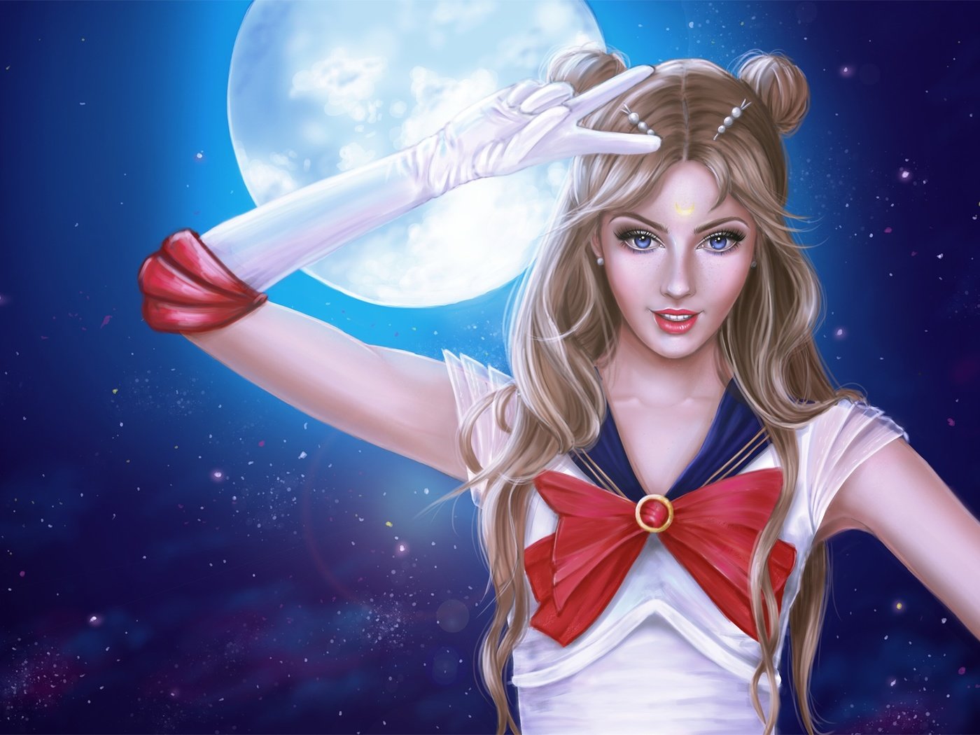 Обои арт, ночь, девушка, взгляд, луна, аниме, костюм, sailor moon, art, night, girl, look, the moon, anime, costume разрешение 2500x1415 Загрузить