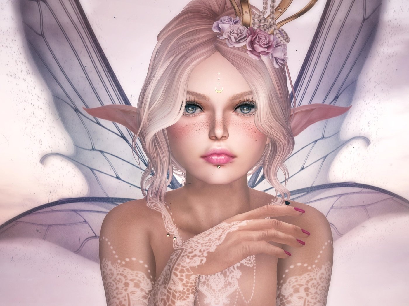 Обои цветы, девушка, крылья, фея, эльф, flowers, girl, wings, fairy, elf разрешение 3300x1759 Загрузить