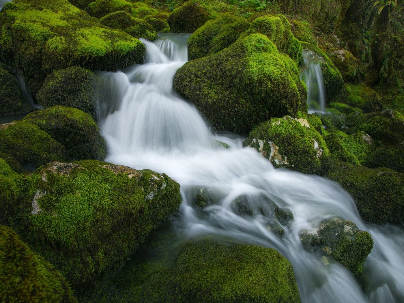 Обои вода, камни, поток, мох, water, stones, stream, moss разрешение 2048x1365 Загрузить