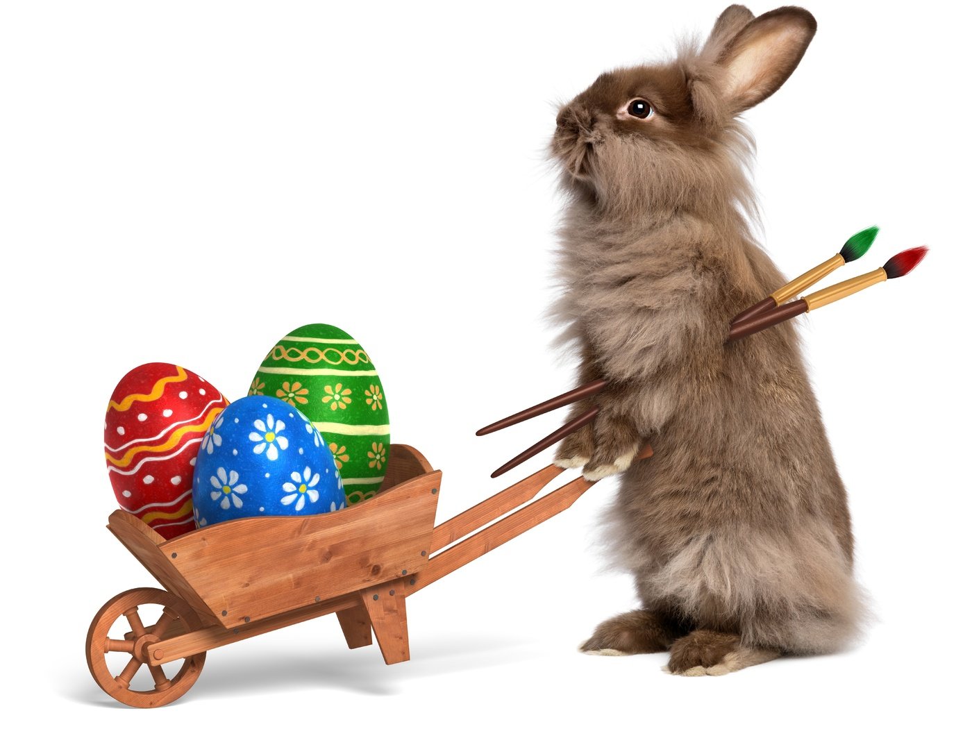 Обои кролик, пасха, яйца, кисти, крашенные яйца, rabbit, easter, eggs, brush, painted eggs разрешение 7677x6177 Загрузить