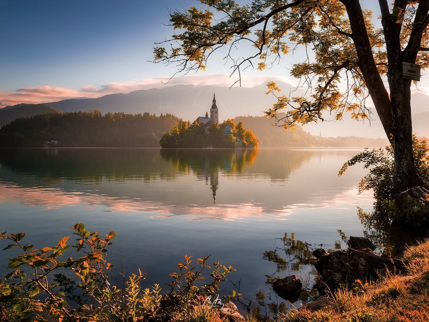 Обои озеро, дерево, отражение, утро, церковь, словения, озеро блед, lake, tree, reflection, morning, church, slovenia, lake bled разрешение 1920x1282 Загрузить