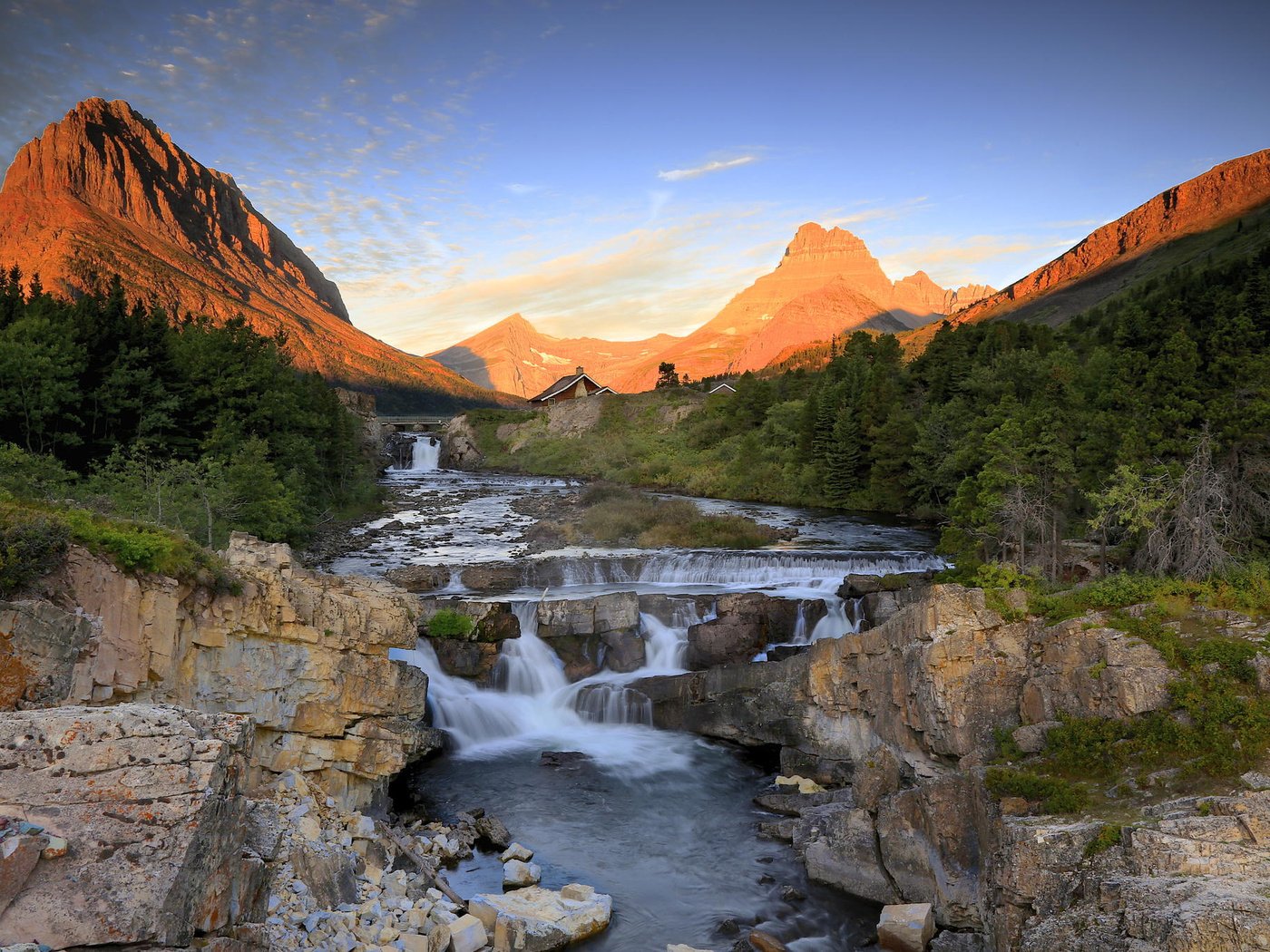 Обои горы, закат, речка, mountains, sunset, river разрешение 2048x1365 Загрузить