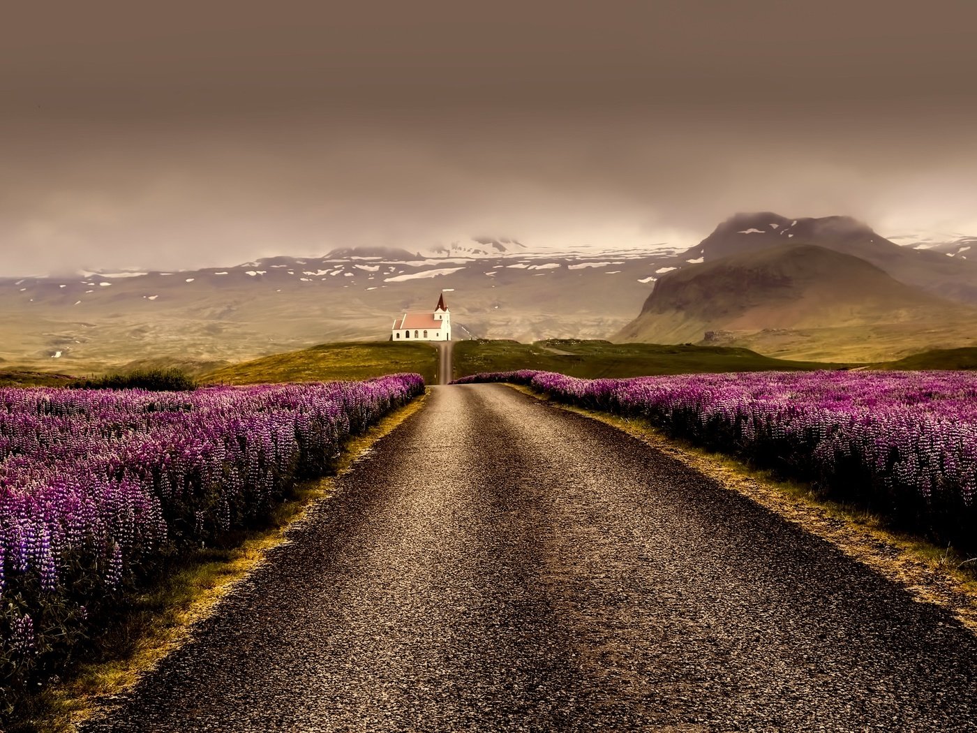 Обои дорога, горы, тучи, поля, лаванда, горизонт, гора, исландия, road, mountains, clouds, field, lavender, horizon, mountain, iceland разрешение 2000x1333 Загрузить