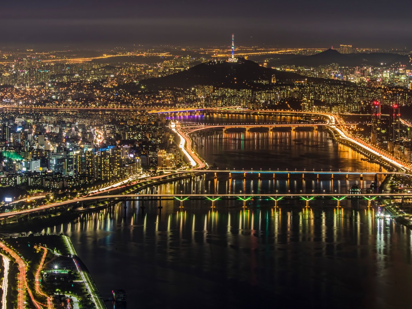 Обои огни, панорама, город, мегаполис, сеул, южная корея, lights, panorama, the city, megapolis, seoul, south korea разрешение 6000x3926 Загрузить