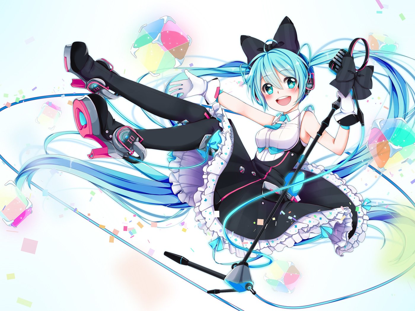 Обои вокалоид, ленточка, в платье, мику хацунэ, wizard, big smile, vocaloid, ribbon, dress, hatsune miku разрешение 3333x2178 Загрузить