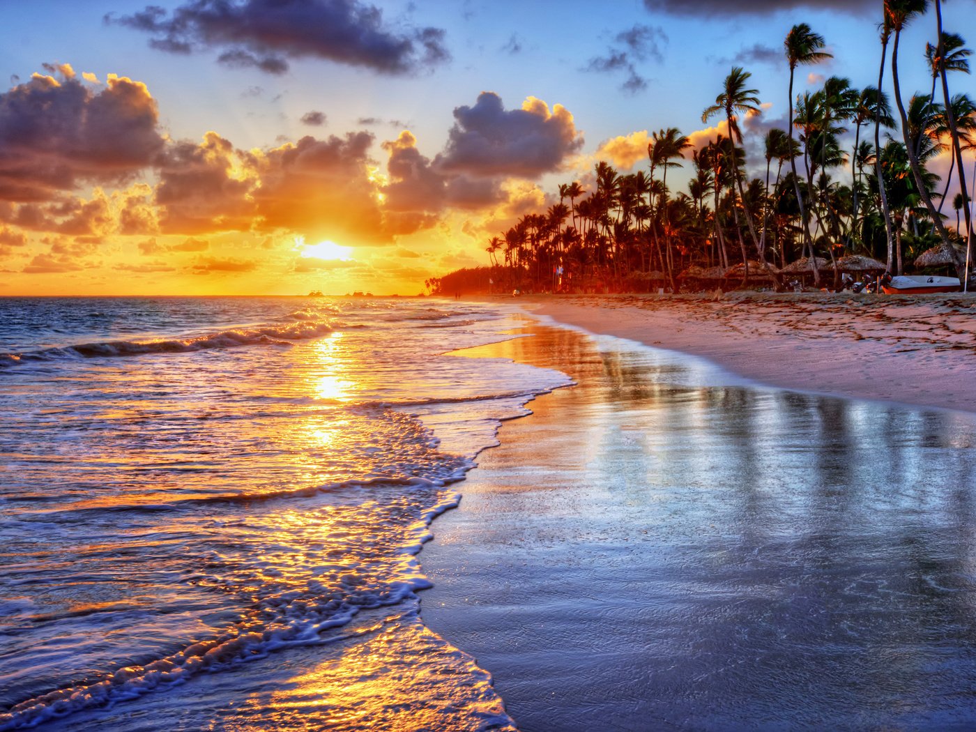 Обои берег, 15, закат, море, песок, пляж, пальмы, океан, тропики, shore, sunset, sea, sand, beach, palm trees, the ocean, tropics разрешение 4550x3034 Загрузить