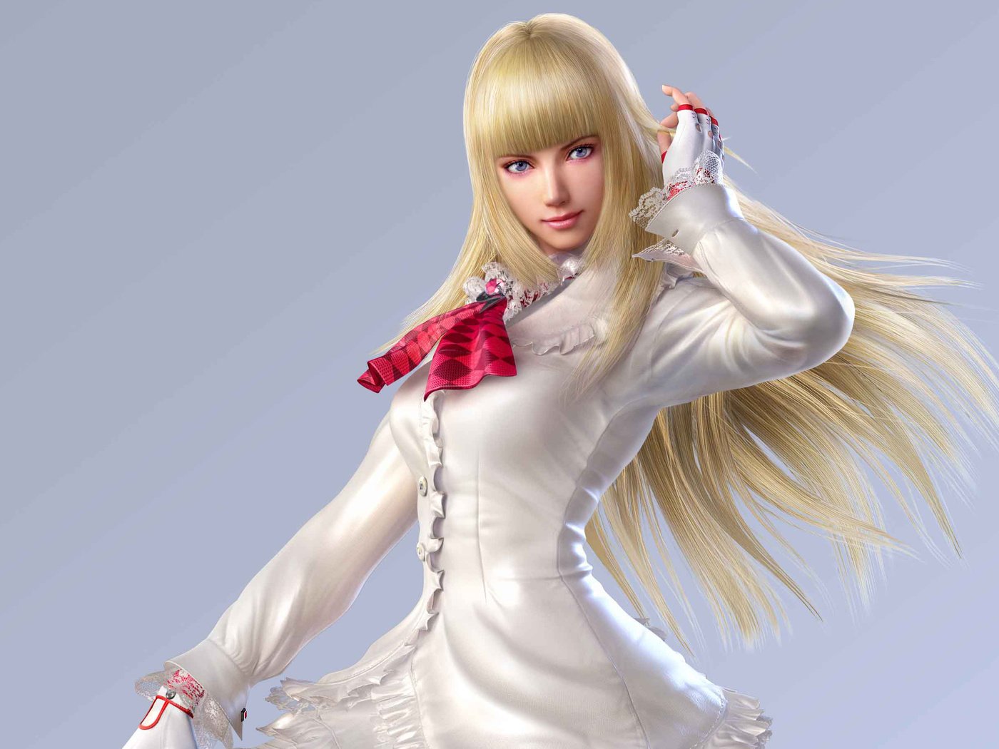 Обои девушка, блондинка, взгляд, волосы, лицо, lili tekken, girl, blonde, l...