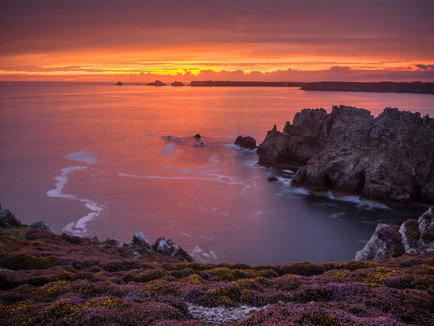 Обои скалы, pointe de dinan, закат, море, побережье, франция, бретань, остров прескиль де крозон, presqu'ile de crozon, rocks, sunset, sea, coast, france, brittany, lyon isle de crozon, the presqu'ile de crozon разрешение 1920x1277 Загрузить