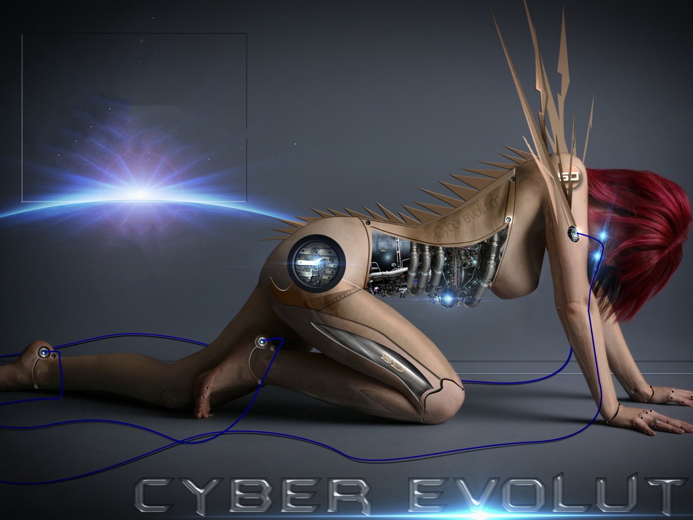 Обои девушка, киборг, 3д, girl, cyborg, 3d разрешение 2560x1600 Загрузить