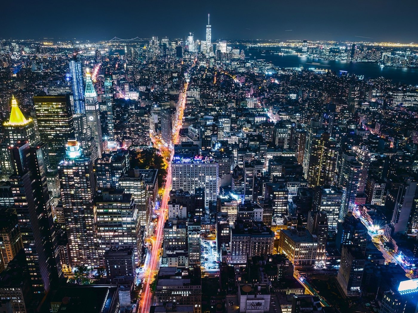 Обои ночь, вид сверху, нью-йорк, здания, night, the view from the top, new york, building разрешение 2048x1365 Загрузить