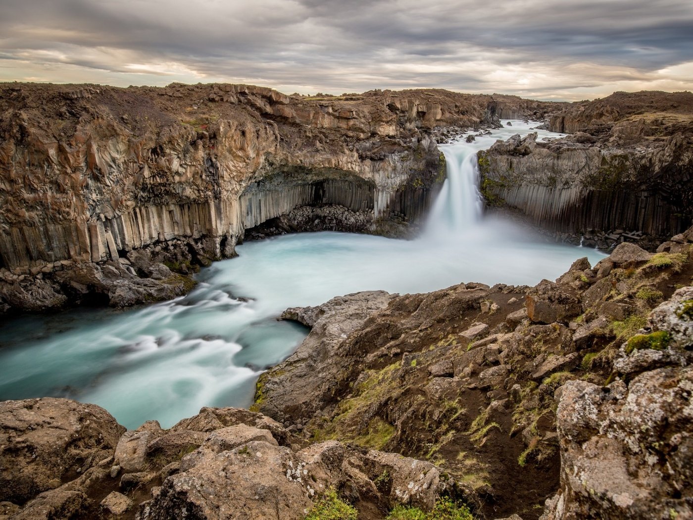 Обои река, природа, скала, водопад, восход солнца, исландия, утес, aldeyjarfoss waterfall, альдейярфосс, river, nature, rock, waterfall, sunrise, iceland разрешение 1920x1280 Загрузить