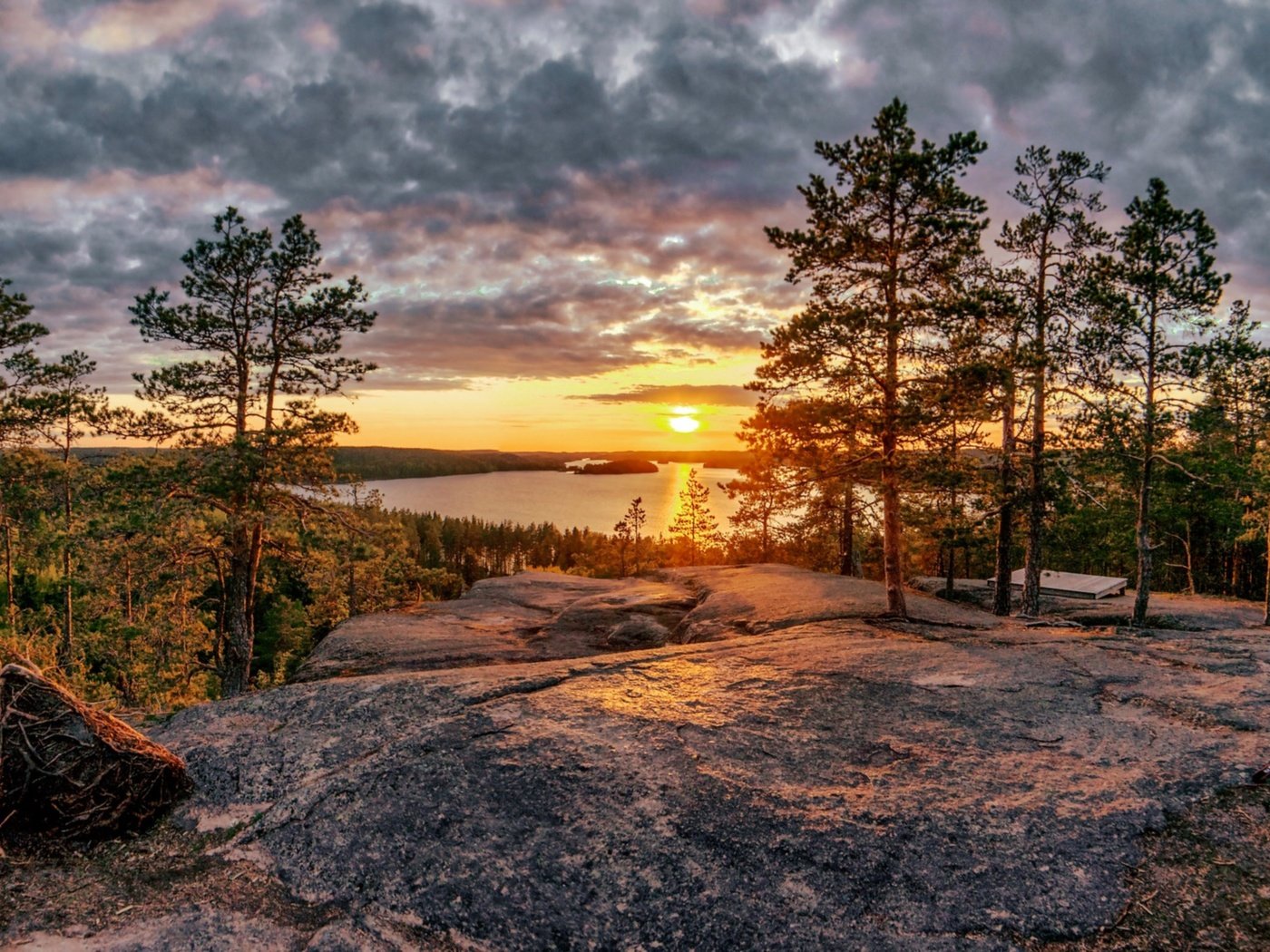 Обои деревья, озеро, природа, лес, закат, trees, lake, nature, forest, sunset разрешение 3840x2160 Загрузить