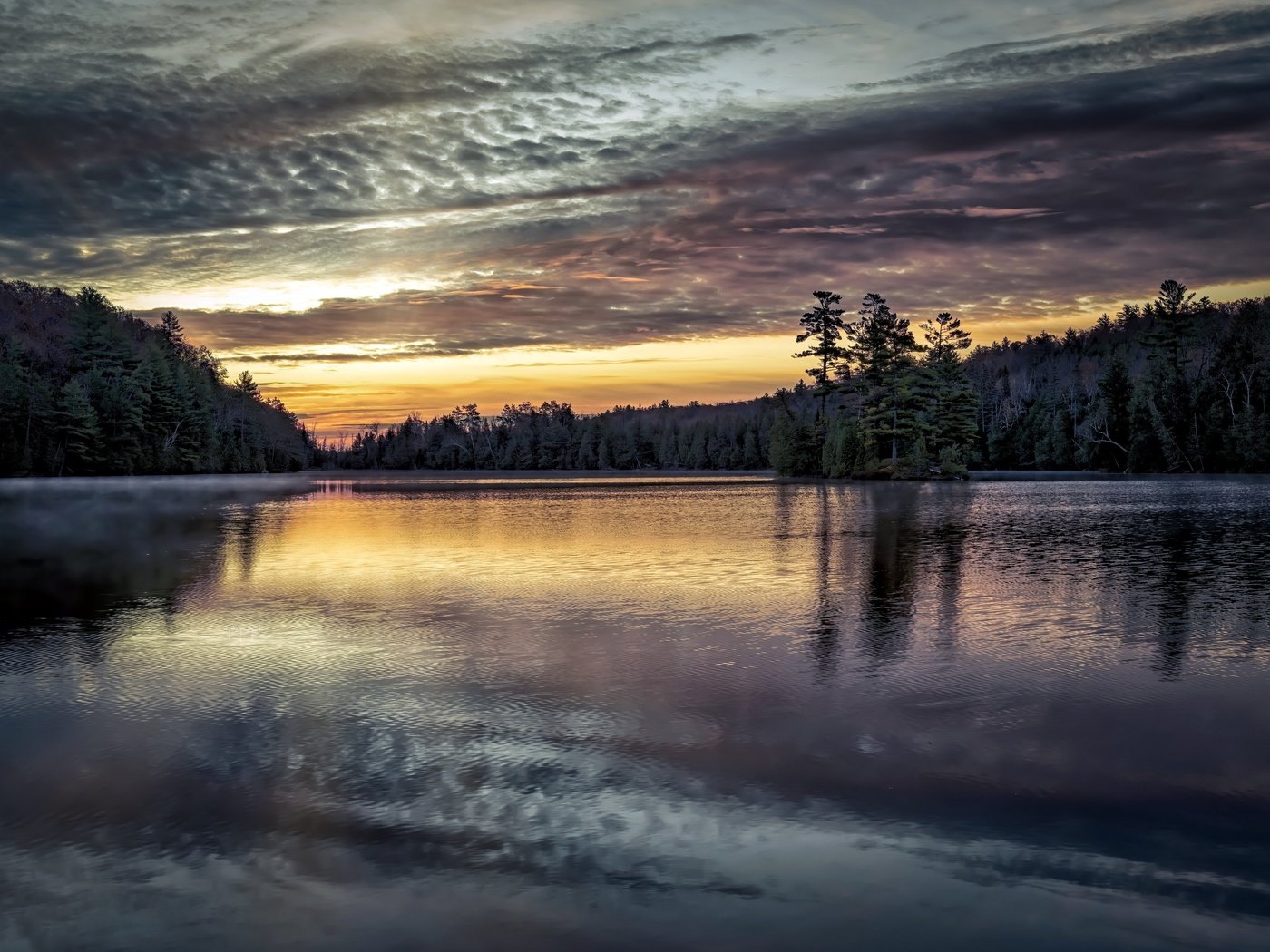 Обои озеро, природа, закат, lake, nature, sunset разрешение 3840x2160 Загрузить