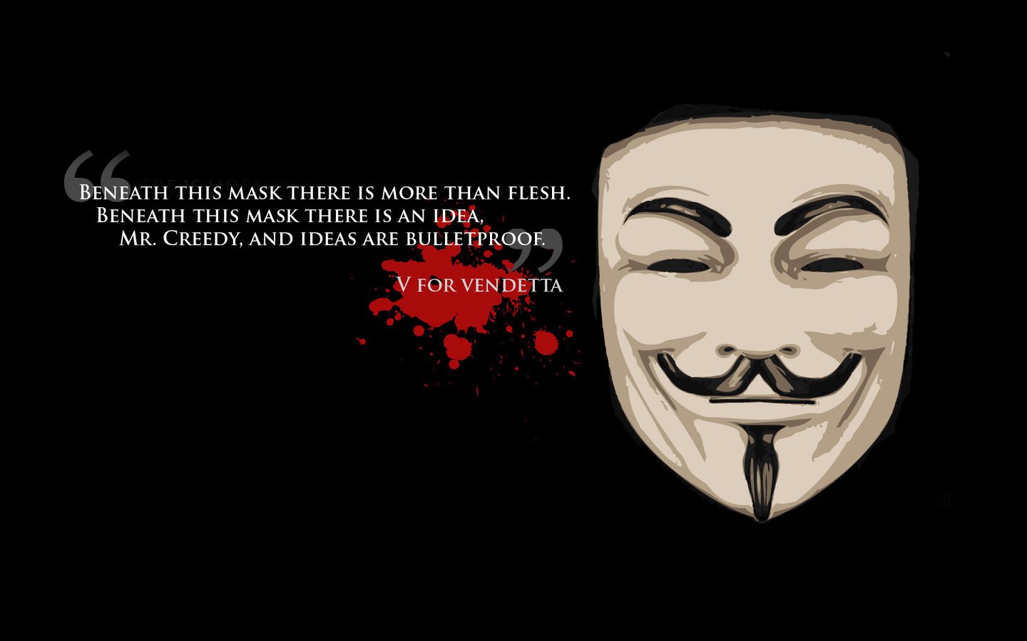 Обои фон, маска, черный, свобода, цитата, v значит вендетта, background, mask, black, freedom, quote, v for vendetta разрешение 1920x1200 Загрузить