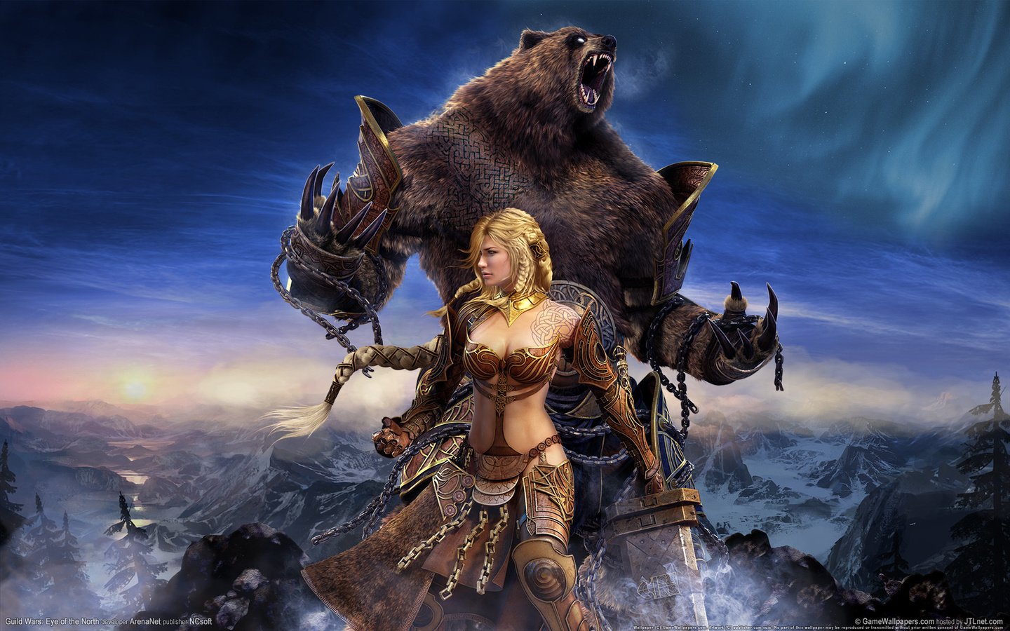 Скачать обои девушка, фентези, медведь, guild warseye of the north, girl  разрешение 1440x900 #3138