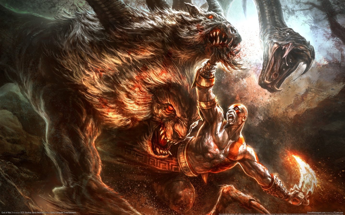 Обои god of war 3, кратос, animal gods, kratos разрешение 2560x1600 Загрузить