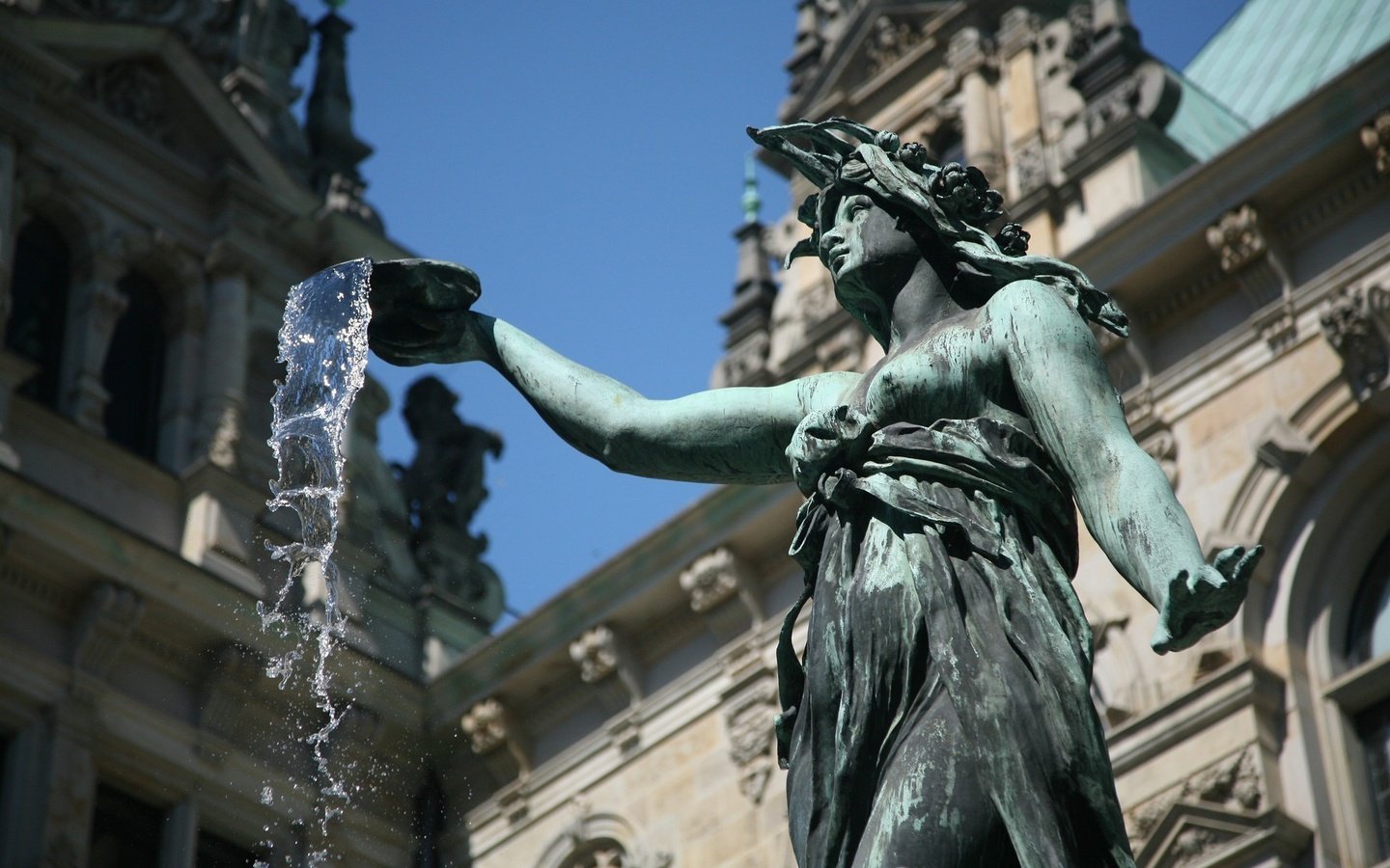 Обои вода, фонтан, статуя, германия, water, fountain, statue, germany разрешение 1920x1200 Загрузить