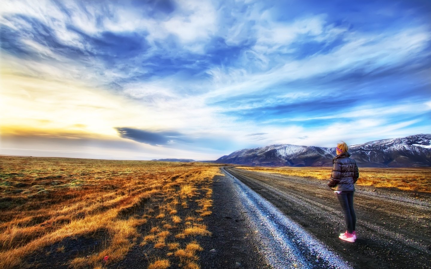 Обои небо, дорога, горы, the sky, road, mountains разрешение 2560x1600 Загрузить