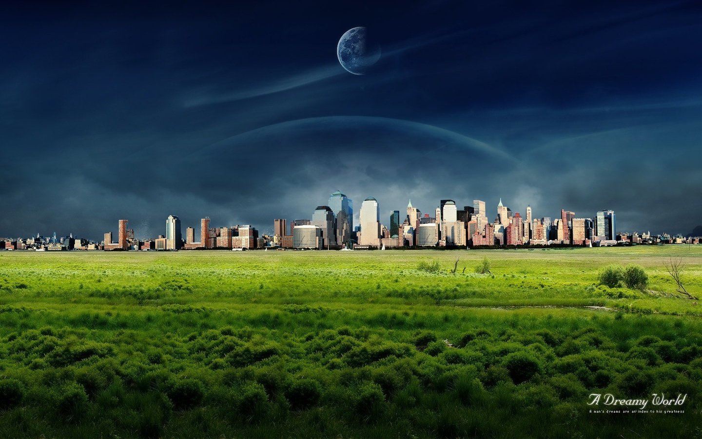 Обои трава, планета, город, dreamy world, grass, planet, the city разрешение 1920x1200 Загрузить