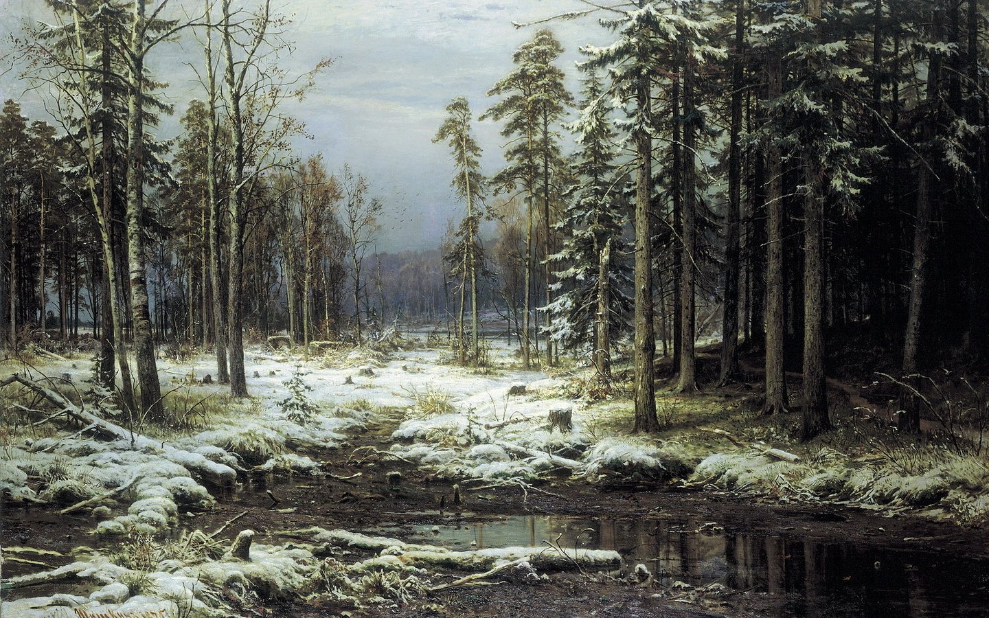 Обои картина, шишкин, первый снег, picture, shishkin, the first snow разрешение 2061x1300 Загрузить