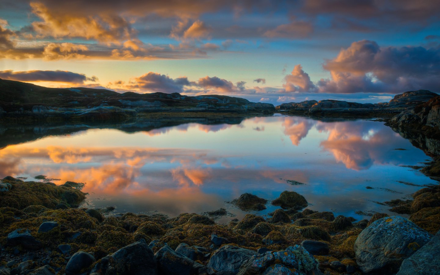 Обои закат, отражение, норвегия, sunset, reflection, norway разрешение 2560x1600 Загрузить