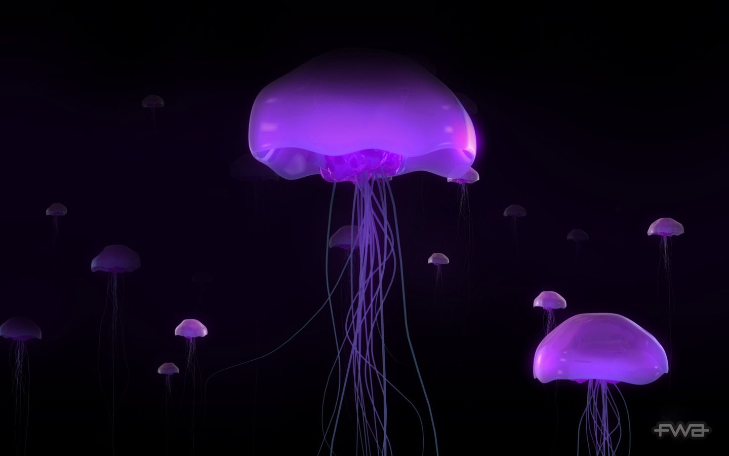 Обои свечение, медузы, glow, jellyfish разрешение 1920x1200 Загрузить