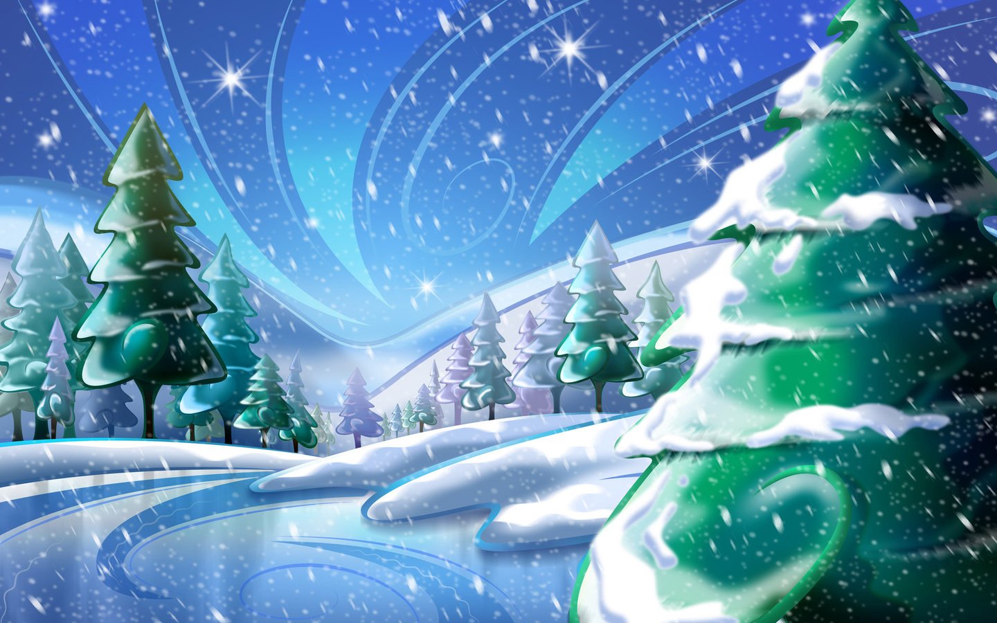 Обои рисунок, снег, новый год, елка, figure, snow, new year, tree разрешение 1920x1200 Загрузить