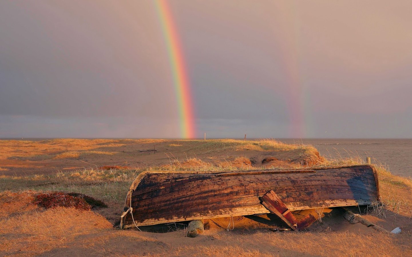 Обои берег, радуга, лодка, shore, rainbow, boat разрешение 1920x1280 Загрузить