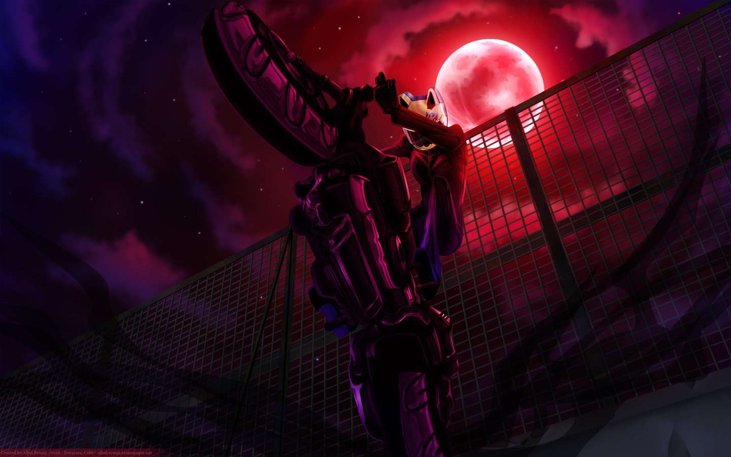 Обои мотоцикл, moon, durarara!!, sturluson selty, ноч, звезд, motorcycle, selty sturluson, night, stars разрешение 2560x1600 Загрузить